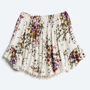 Luq Juliet Crochet detail smocked knit top